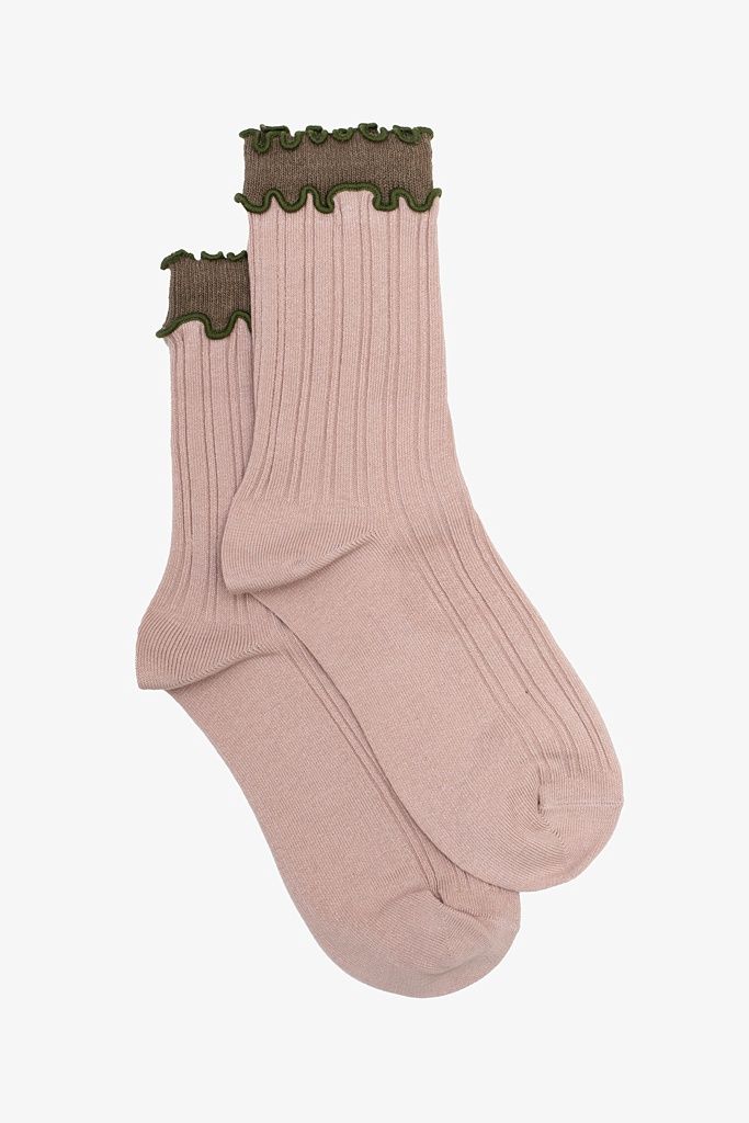 Antler | Frill Sock | Blush &amp; Khaki