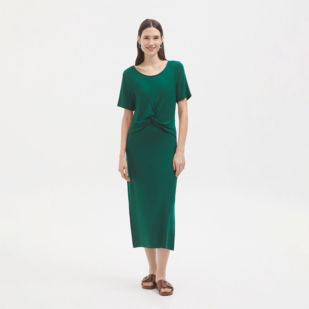 Nice Things | Midi Dress With Chest Knot | Green