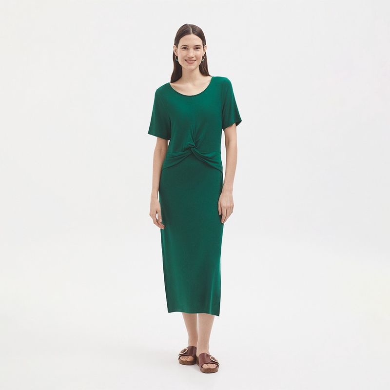Nice Things | Midi Dress With Chest Knot | Green