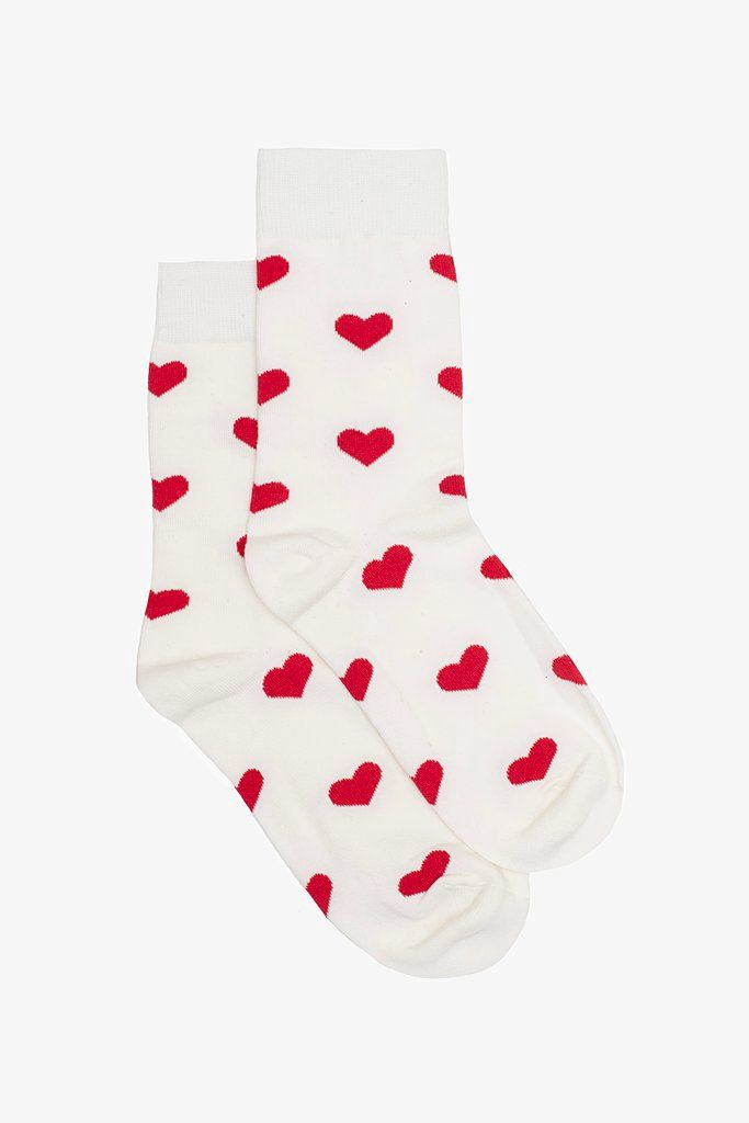 Antler | Heart Socks | White