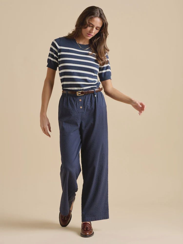 Brakeburn | Classic Stripe Knitted Tee | Navy