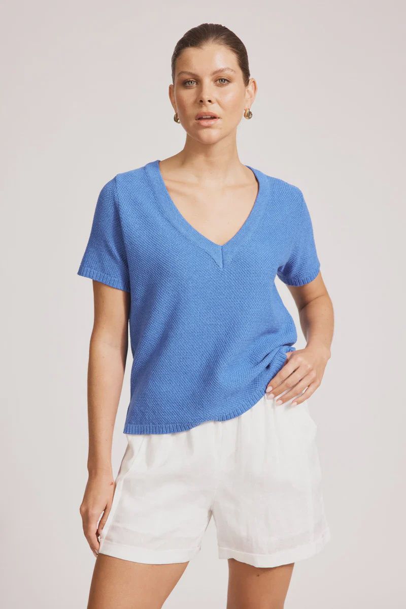 Eb &amp; Ive | Artemis V Knit Top | Aegean