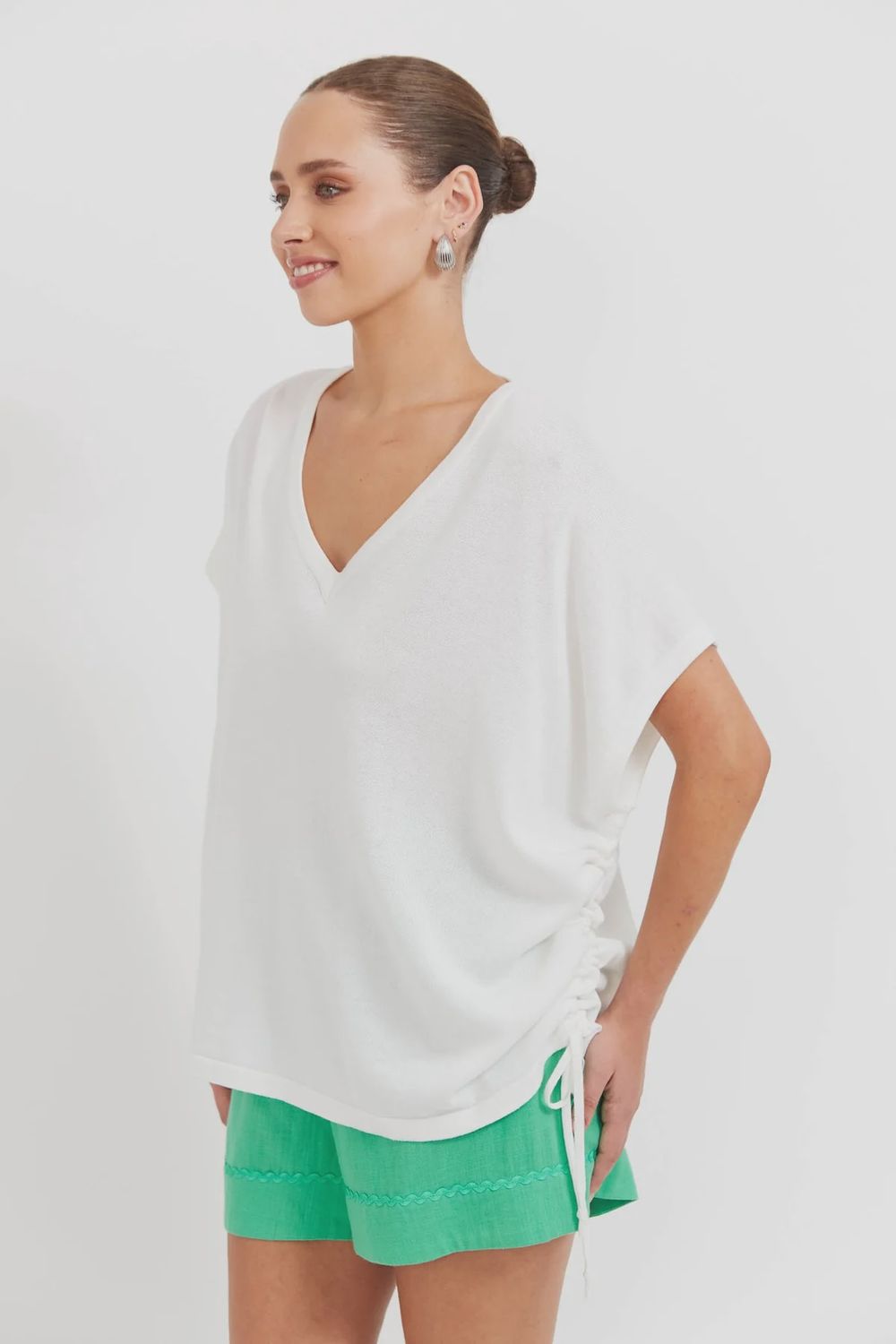 Haven | Haiti Tie Knit Top | White