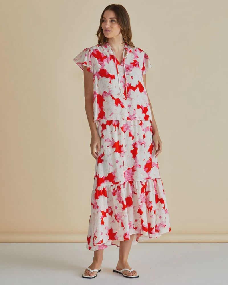 Betty Basic | Maggie Skirt | Red Floral Print