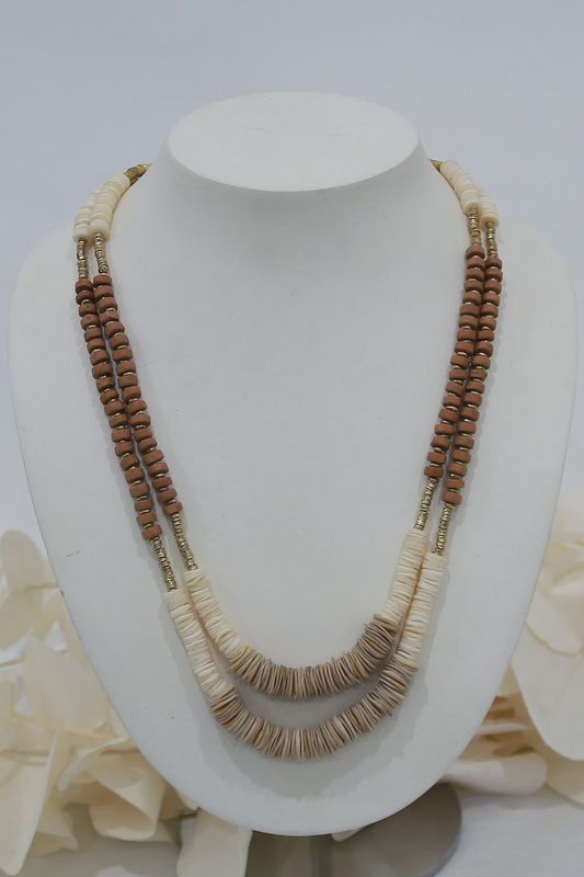 Cay Necklace - Tan/Brass