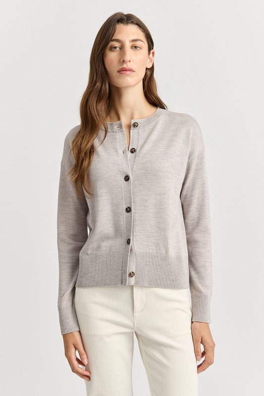 Toorallie| Fine Merino Cardigan | Light Oak