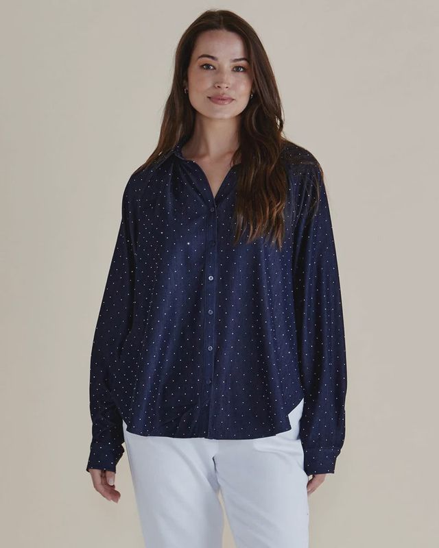 Betty Basic | Lizza Embellished Shirt | Blue