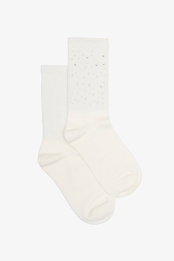 Antler | Rhinestone Sock | White