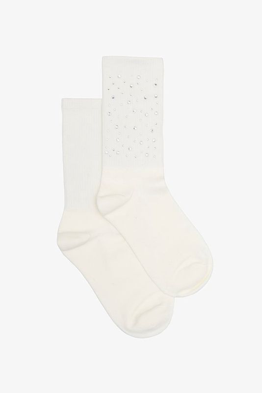 Antler | Rhinestone Sock | White