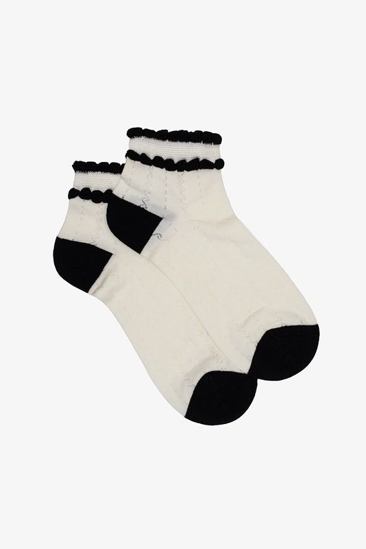 Antler | Tuxedo Frill sock | White