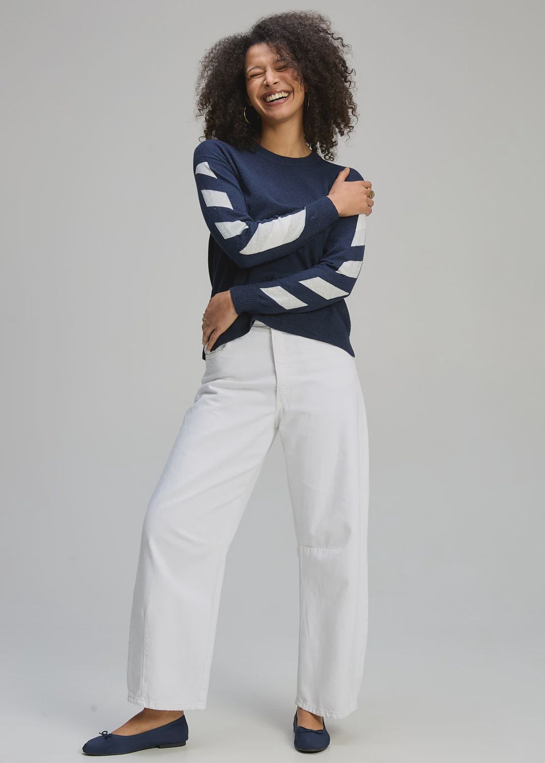 Zaket &amp; Plover | Sleeve Accent Jumper | Dark Denim