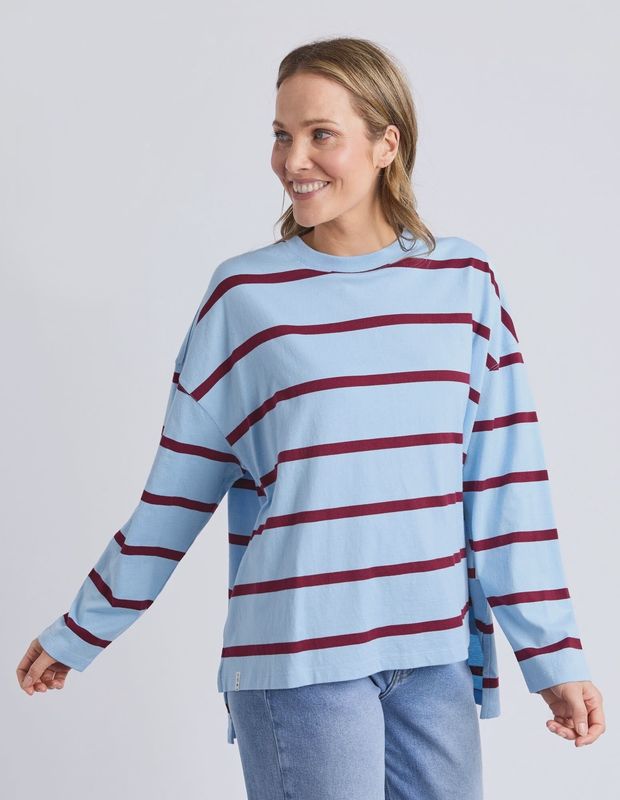 Elm | Callie Stripe Long Sleeve Tee | Blue