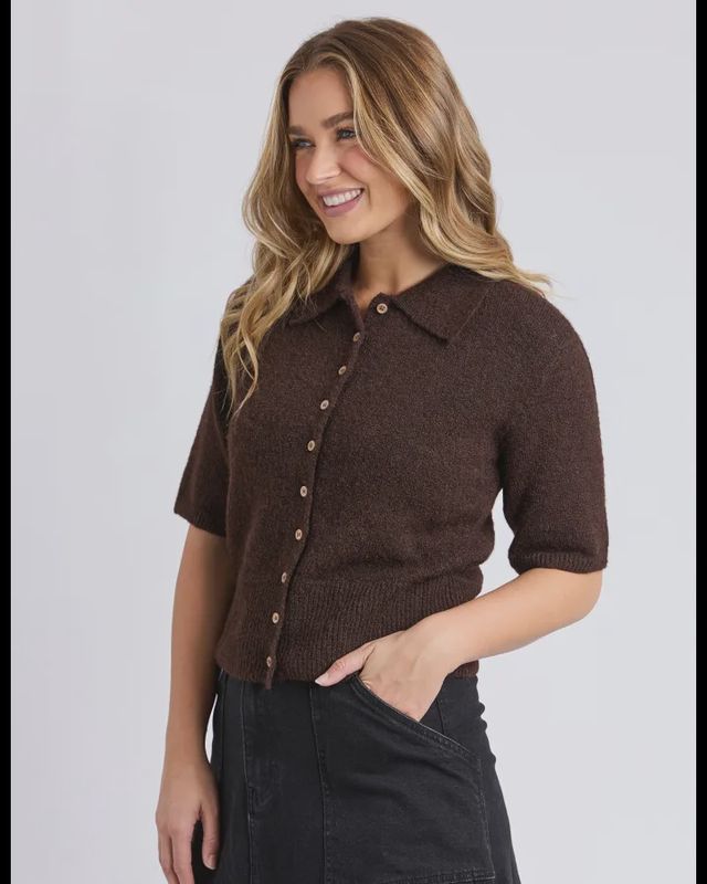 Foxwood | Fernie Button Knit | Coffee Bean