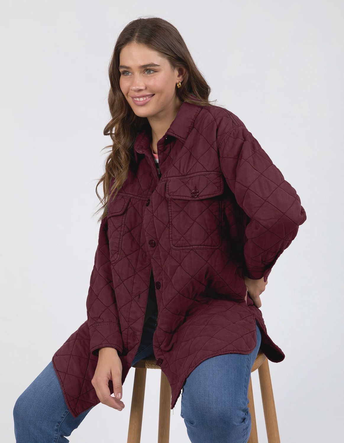 Elm | Katie Quilted Shacket | Plum