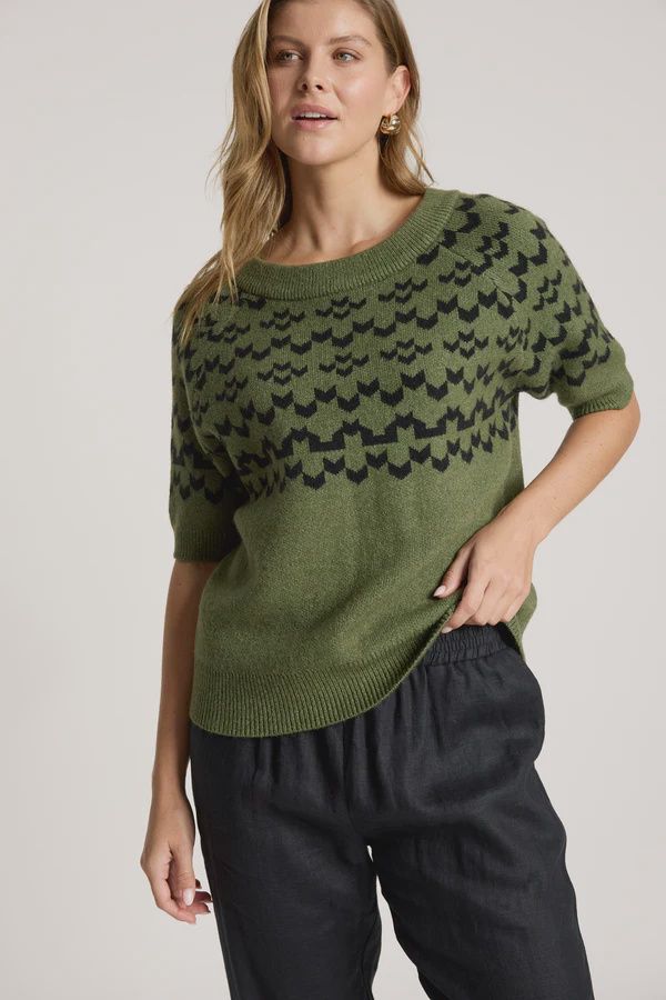 Eb &amp; Ive | Maasai Knit Top | Pampas/Black
