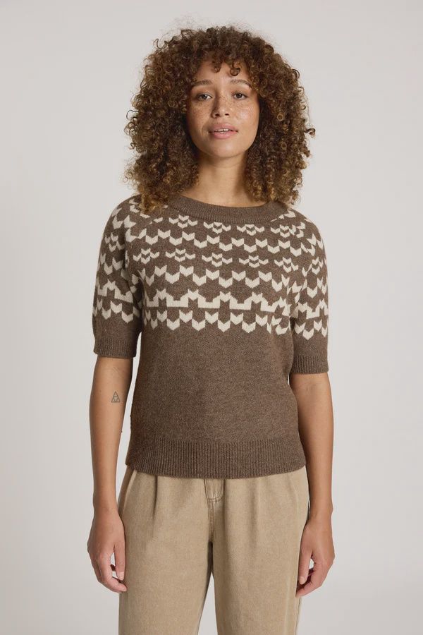 Eb &amp; Ive | Maasai Knit Top | Cocoa/Dune