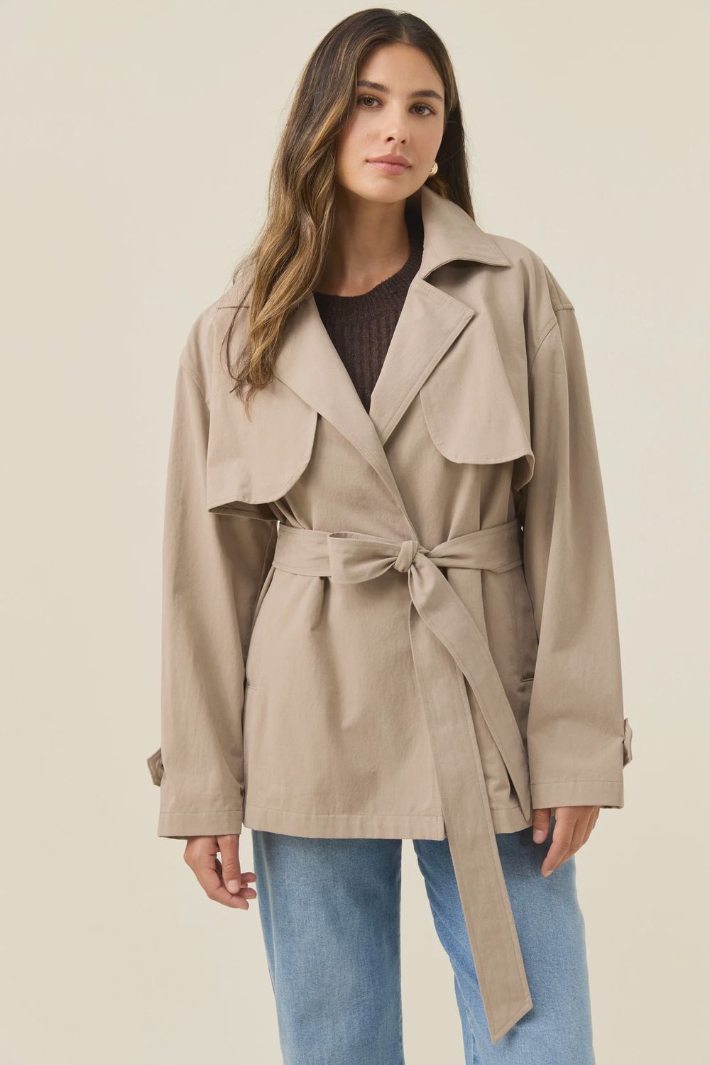 Isle Of Mine | Farida Cropped Trench | Stone