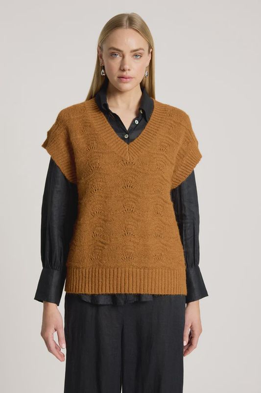 Eb &amp; Ive | Orin Knit Vest | Caramel