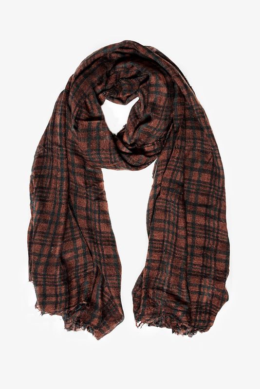 Antler | Woodland Check Scarf | Rust