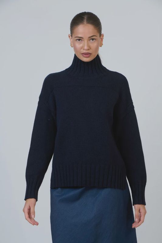Naturals by O &amp; J | Funnel Neck Knit Jumper | INK