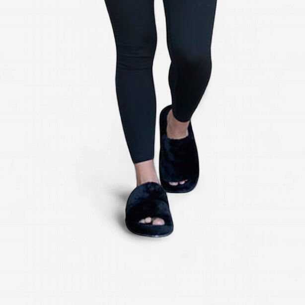 Holmes and Fallon | Double Strap Slippers | Black
