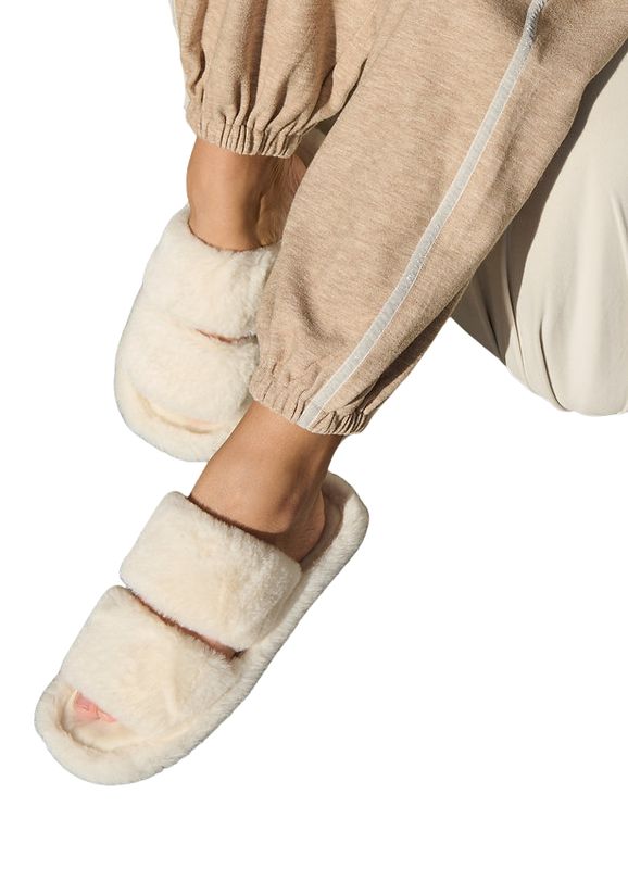 Holmes and Fallon | Double Strap Slippers | White