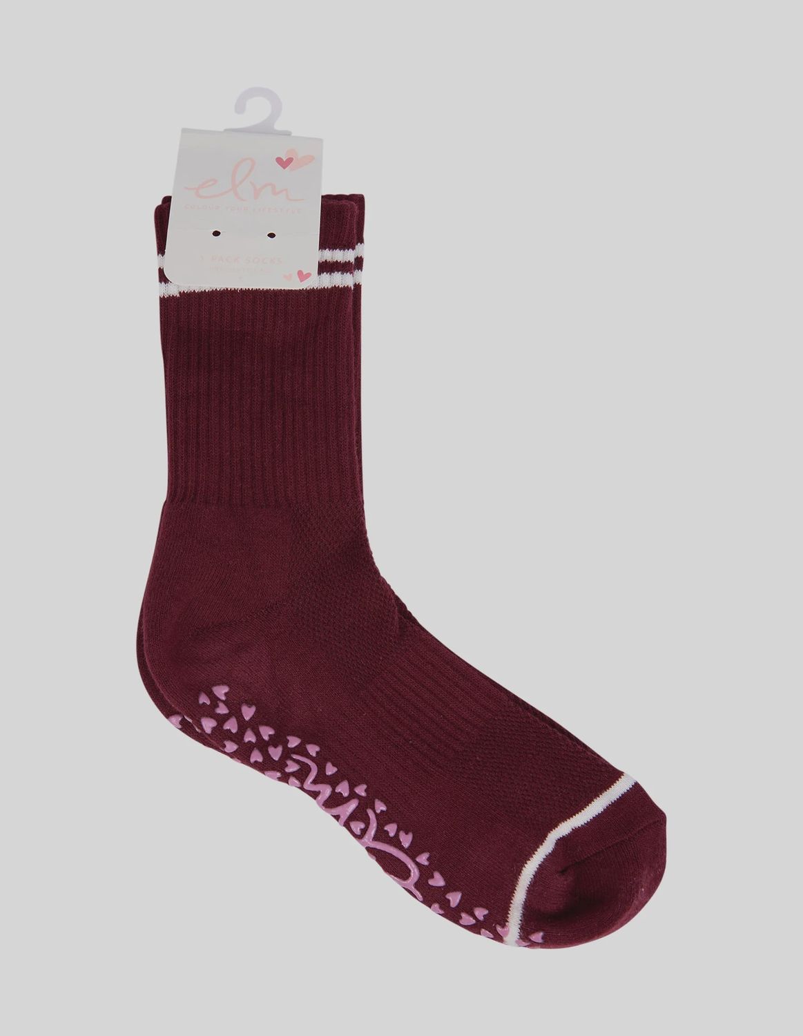 Elm | Grippy Collage Sock | Plum