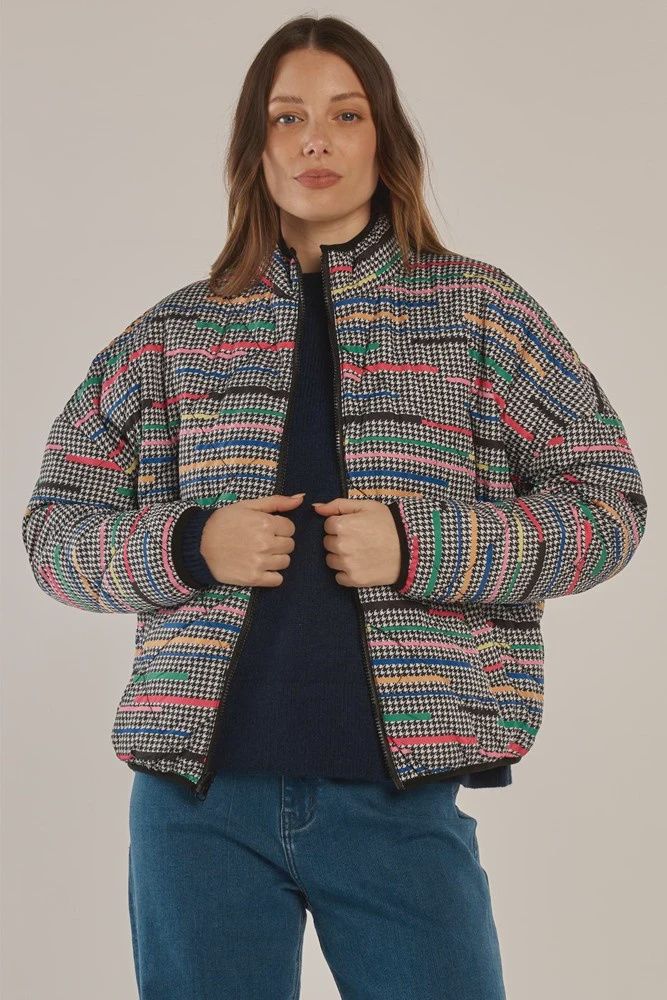 Betty Basic | Finch Reversible Jacket | Rainbow Houndstooth/Black