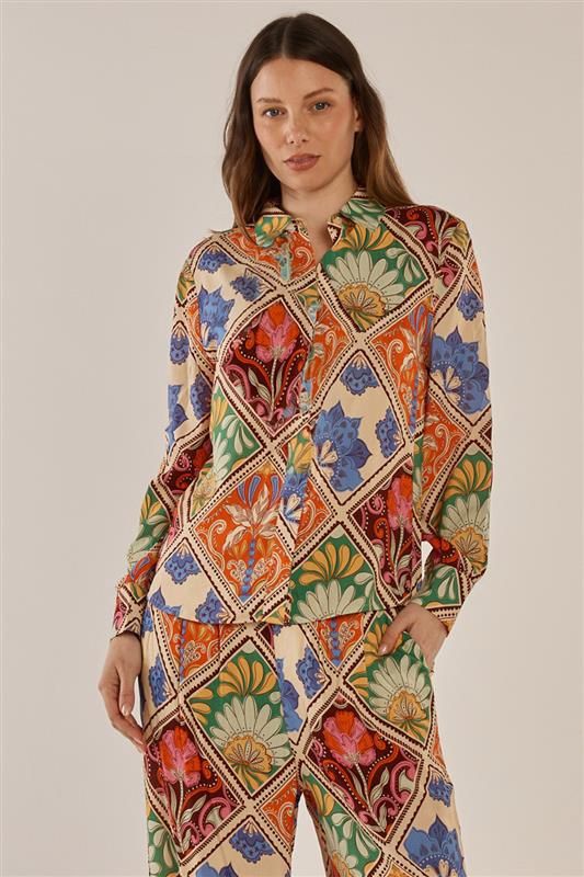 Betty Basic | Frida Frill Shirt | Villa Floral Print