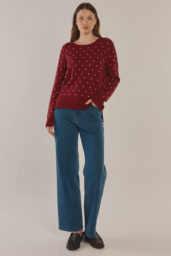 Betty Basic | Louis Sweater | Burgandy Jacquard