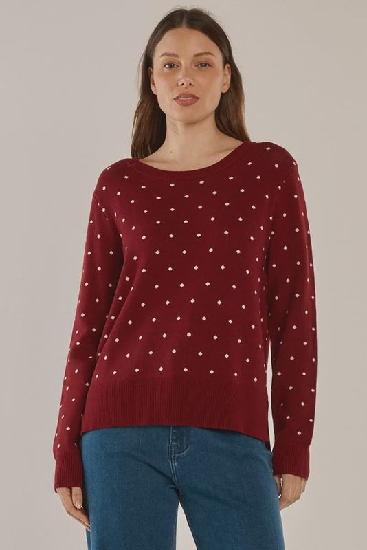 Betty Basic | Louis Sweater | Burgandy Jacquard