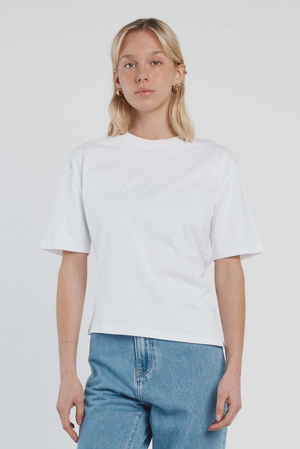 Sass | Camie Gathered Seam Tee | White