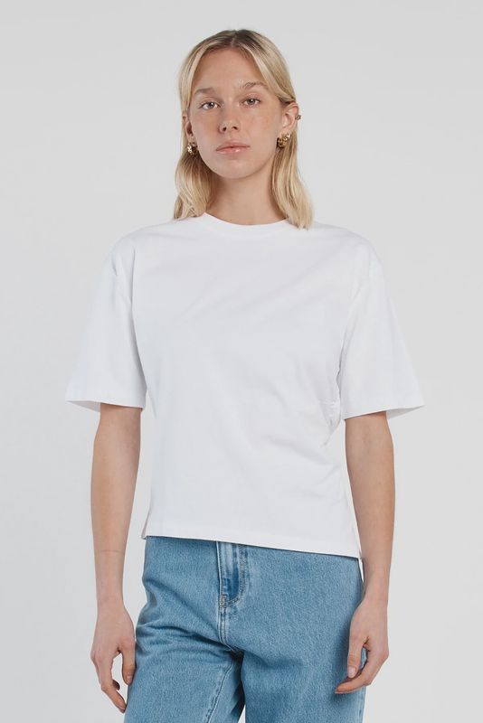 Sass | Camie Gathered Seam Tee | White
