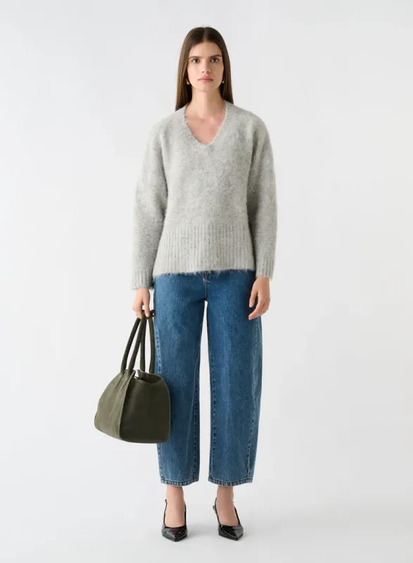 Esmaee | Whisper V Neck Sweater | Silver