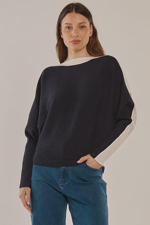 Betty Basic | Boatneck Knit jumper | Navy