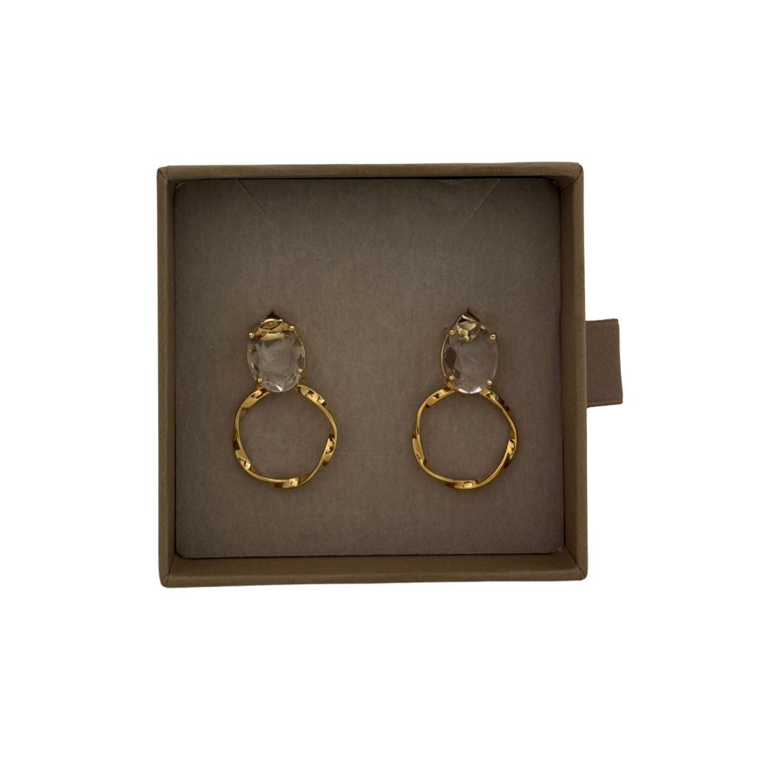 Lilio | Oval Crystal Circle Drop | Champagne