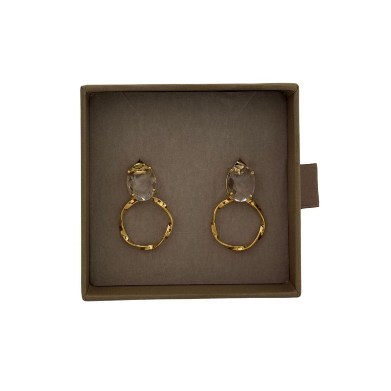Lilio | Oval Crystal Circle Drop | Champagne