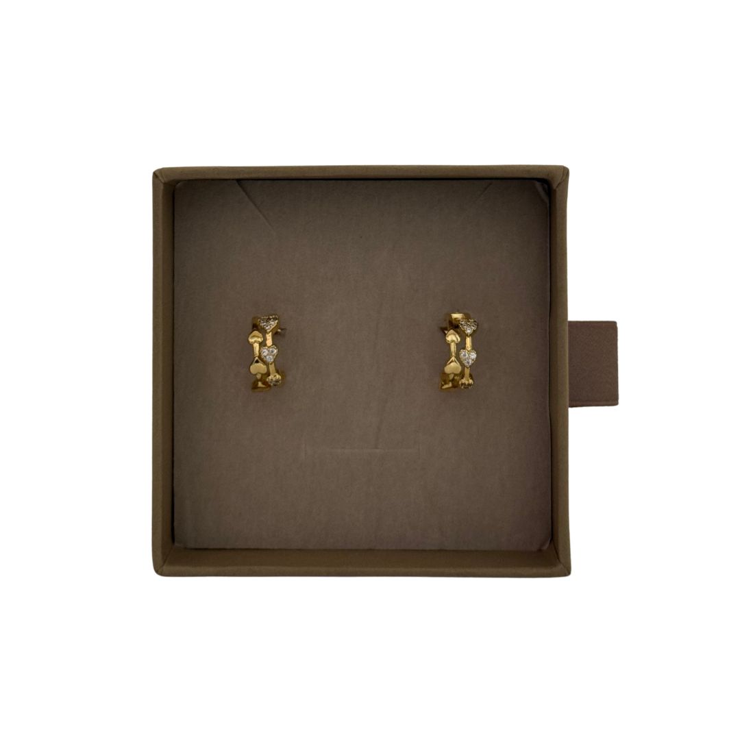 Lilio | Gold Crystal heart hoops