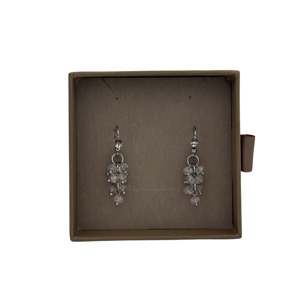 Lilio | Crystal Cluster Drop Earrings | Silver