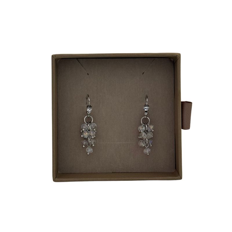 Lilio | Crystal Cluster Drop Earrings | Silver