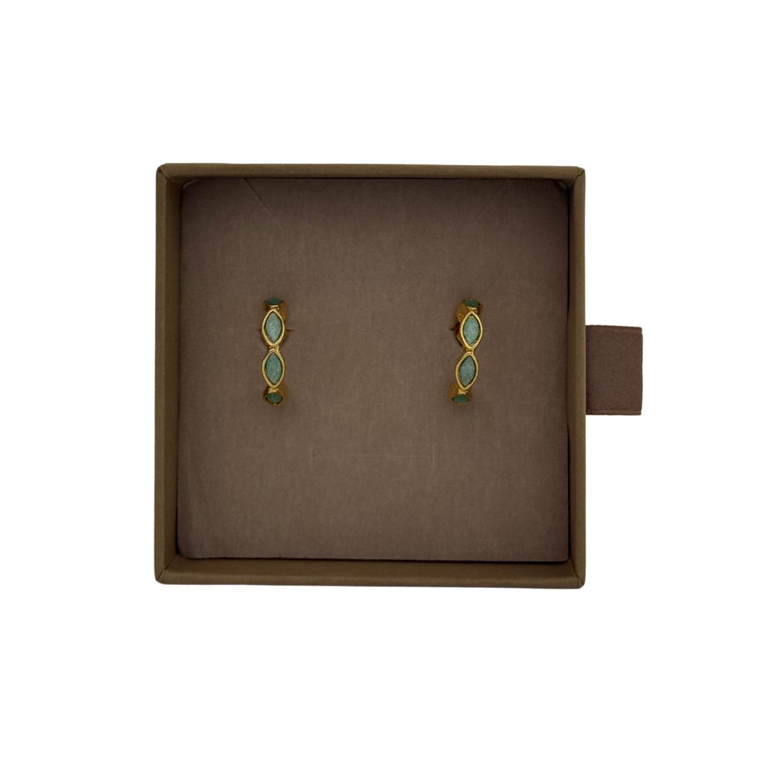 Lilio | Green Crystal Gold Hoops
