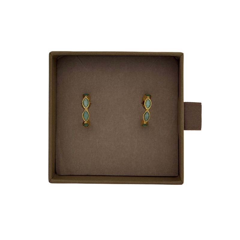 Lilio | Green Crystal Gold Hoops