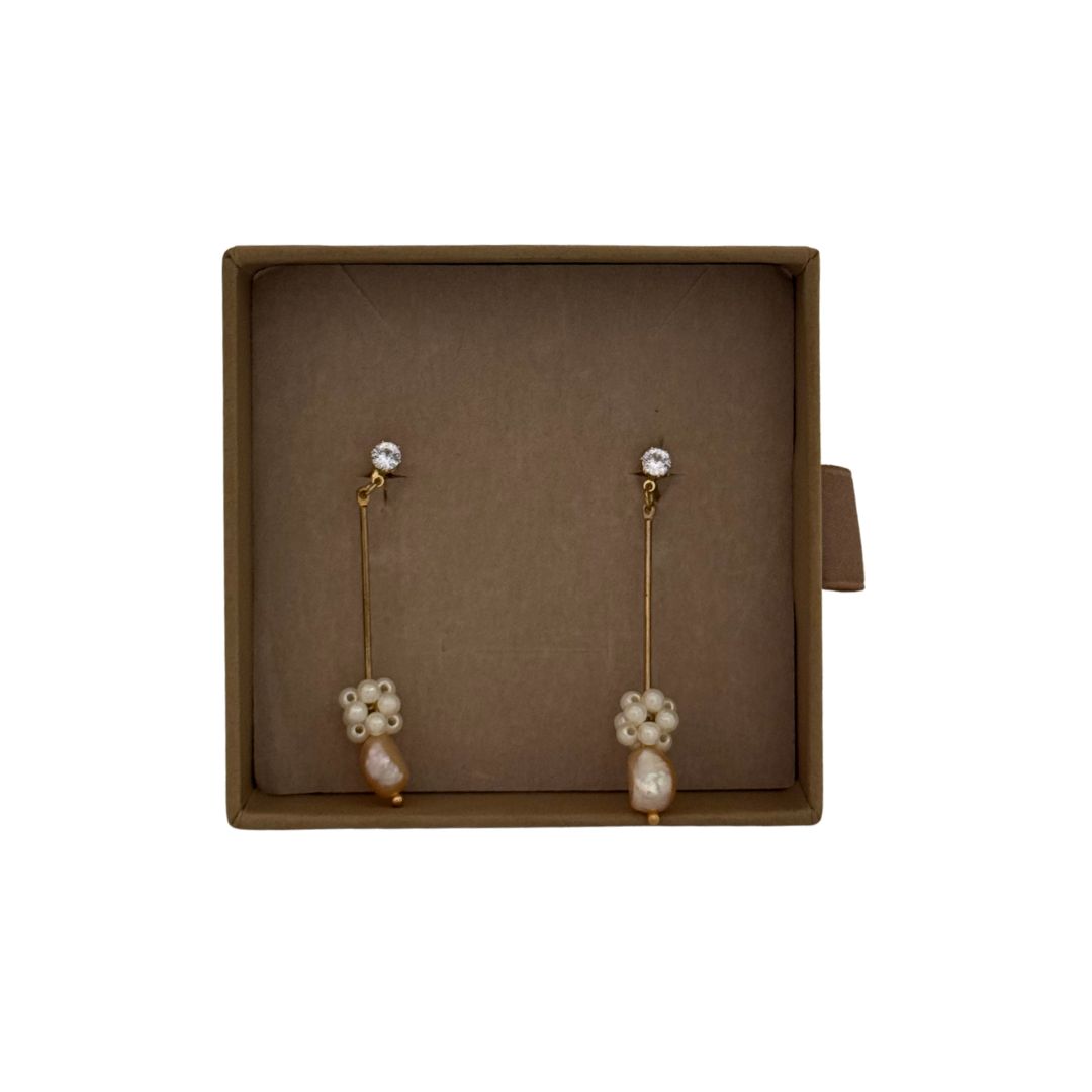 Lilio | Pink Pearl Drop Earrings