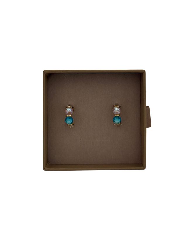 Lilio | Multi Colour Crystal Gold Hoop Earrings
