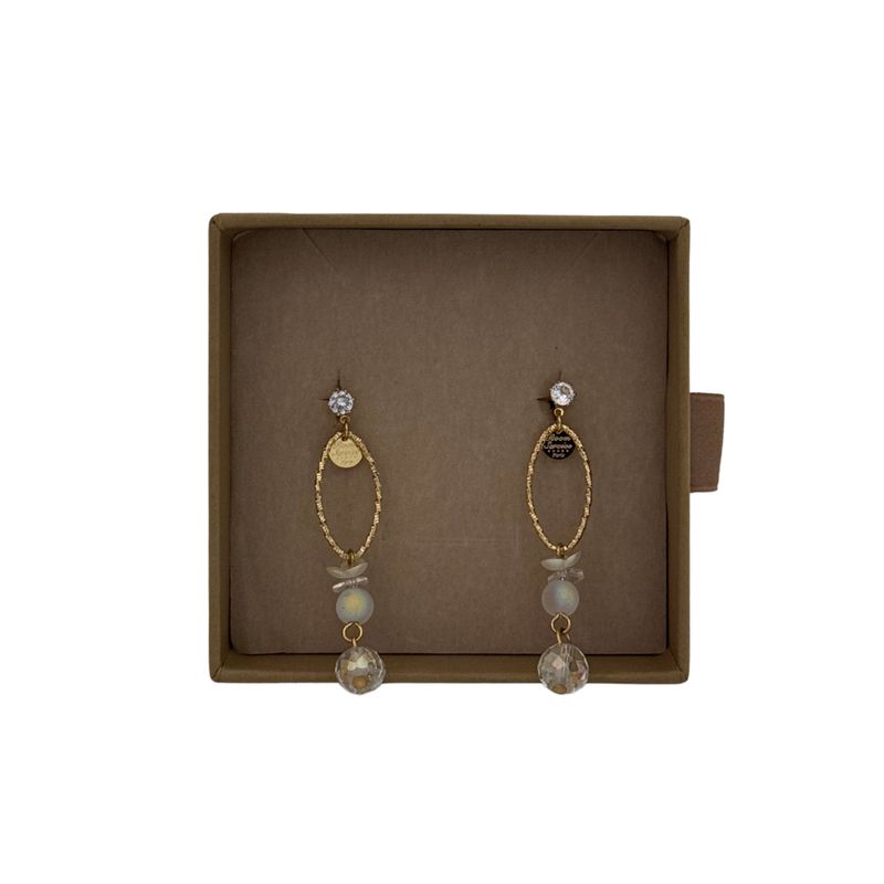 Lilio | Crystal Oval Dangle Earrings