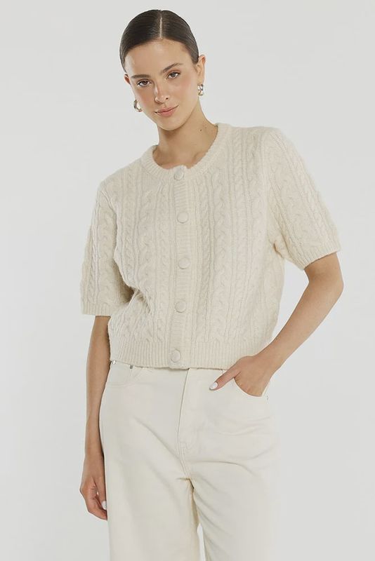 Sass | Gia Cable Cardi | Cream