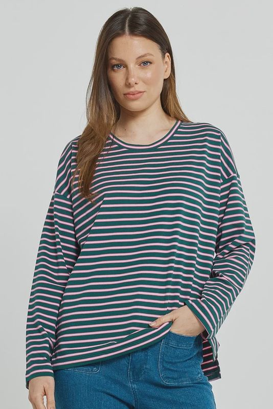 Betty Basic | Vienna Tee | Green/Pink/White Stripe