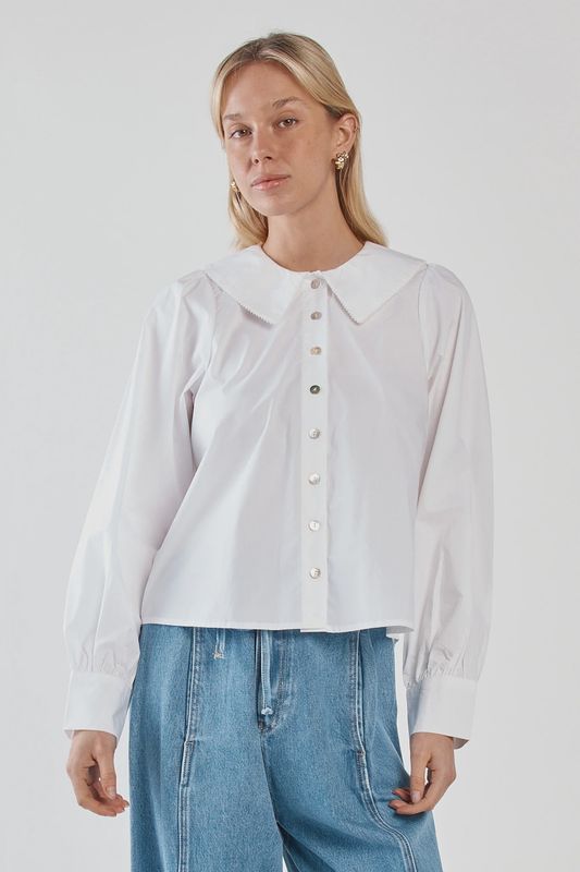 Sass | Gypsy Large Collared Shirt | White