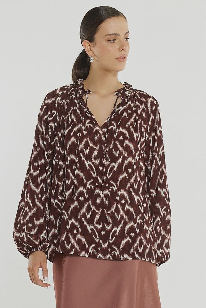 Sass | Willow Tie Front Blouse | Ikat