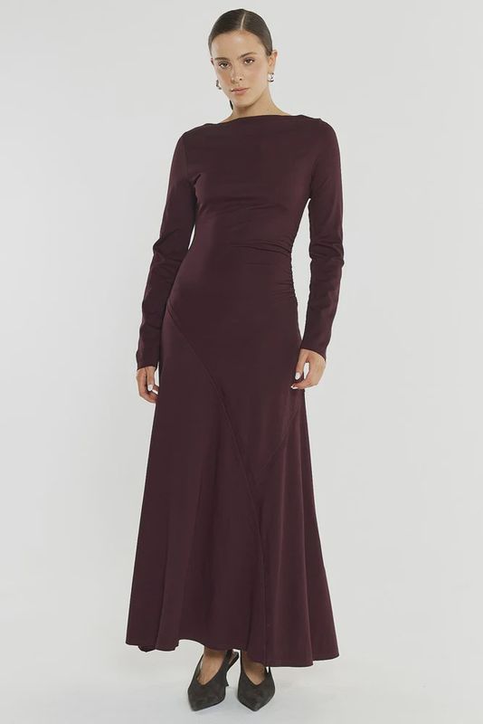 Sass | Jade Seamed Jersey Dress | Burgundy